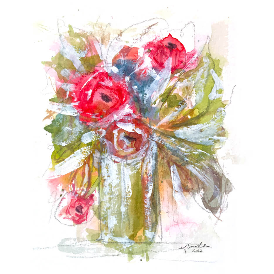 Abstract Flower Bouquet with Roses