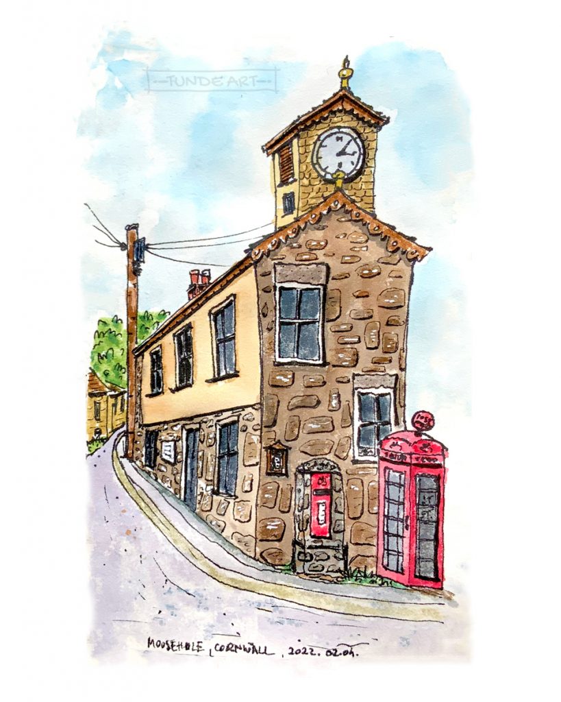 Mousehole, Cornwall Post Office Sketch - Tunde Szentes
