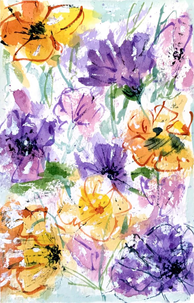 Abstract Flowers Purple and Orange - Tunde Szentes