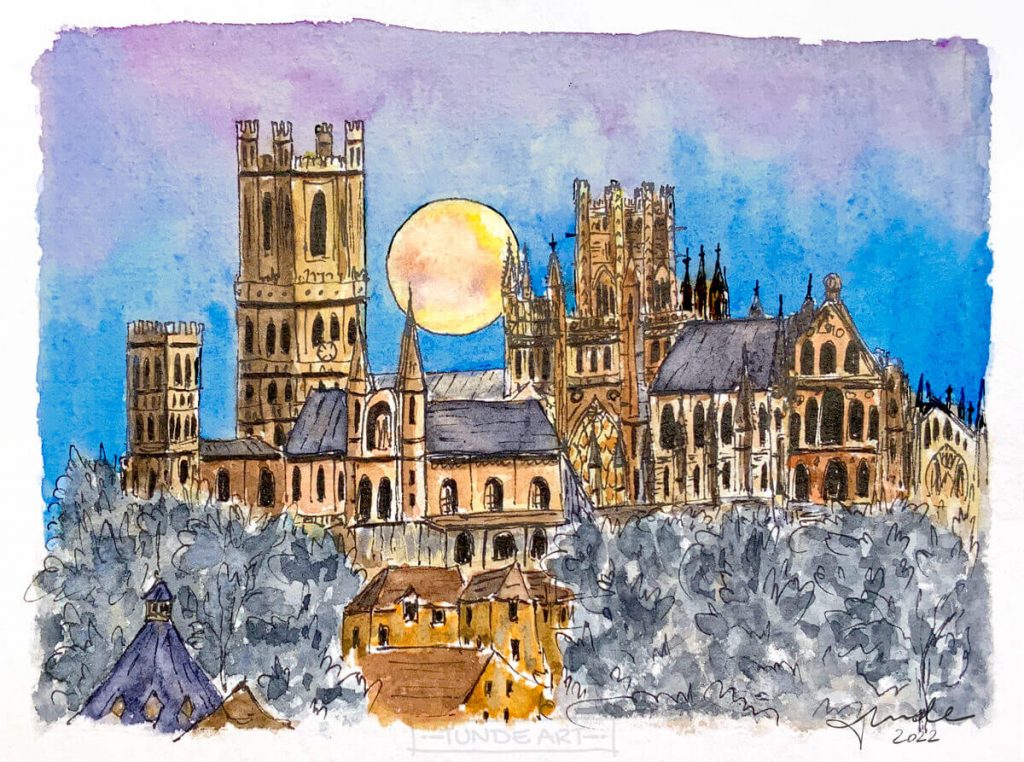 Ely Cathedral Full Moon - Tunde Szentes