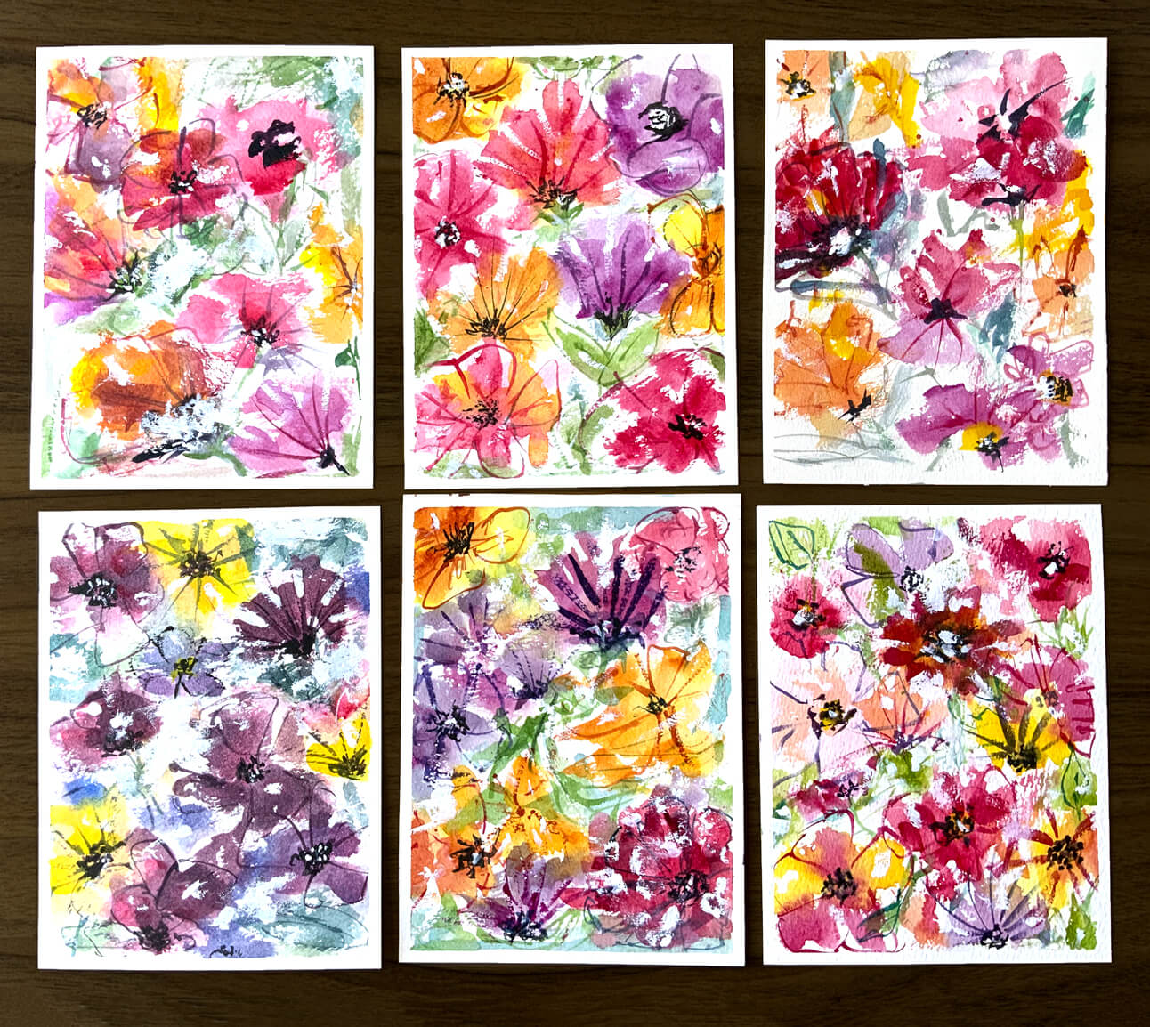 Abstract Flowers Cards Collection by Tunde Szentes