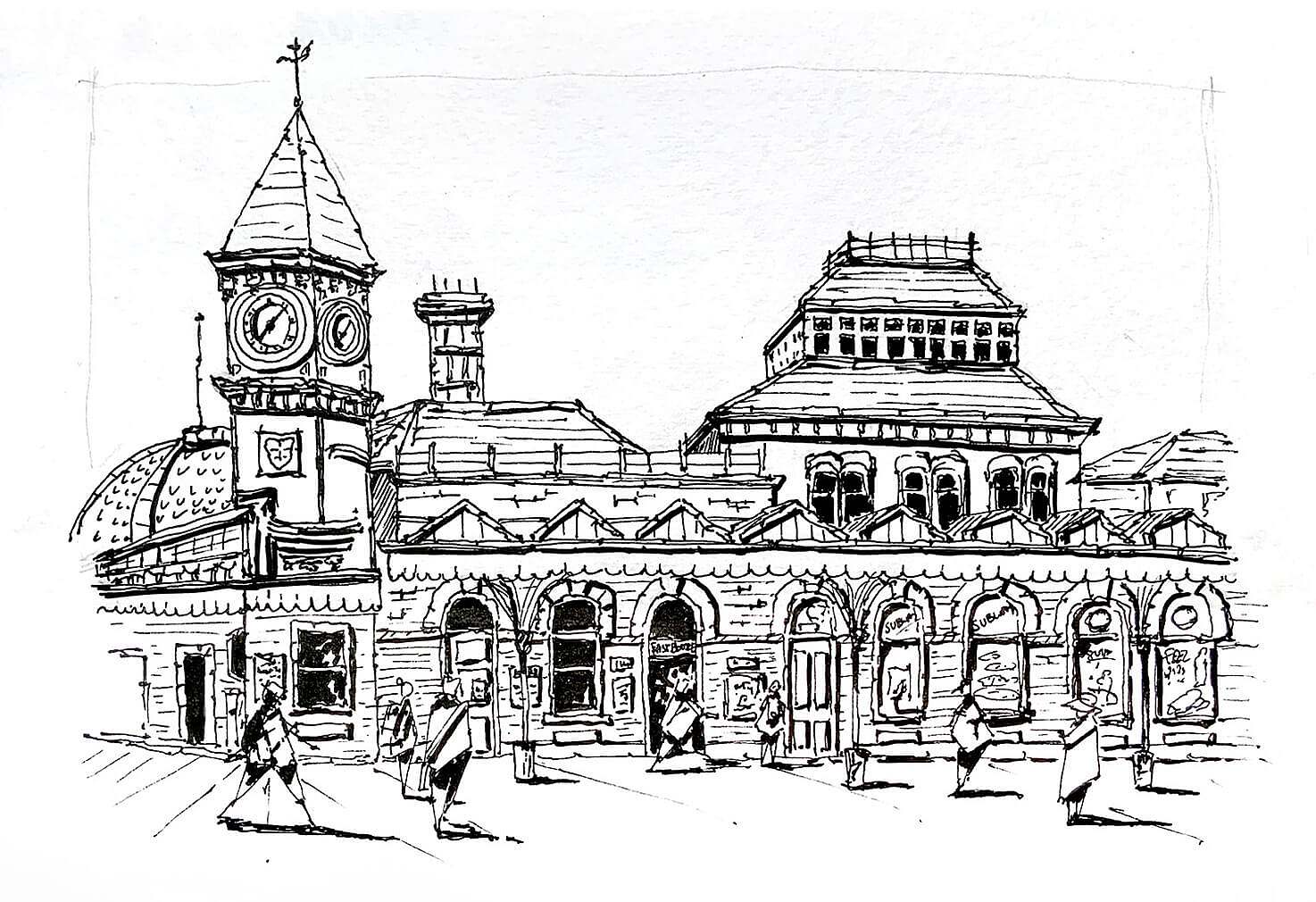 Eastbourne Railway Station Sketch by Tunde Szentes