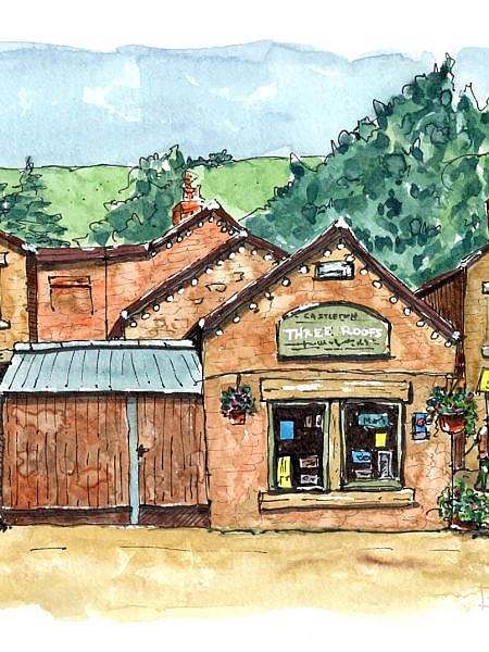 Three Roofs Cafe in Castleton, Peak District - Sketch by Tunde Szentes