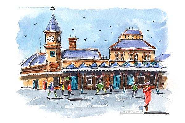 Eastbourne Railway Station Sketch by Tunde Szentes