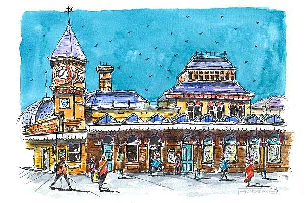 Eastbourne Railway Station Sketch by Tunde Szentes