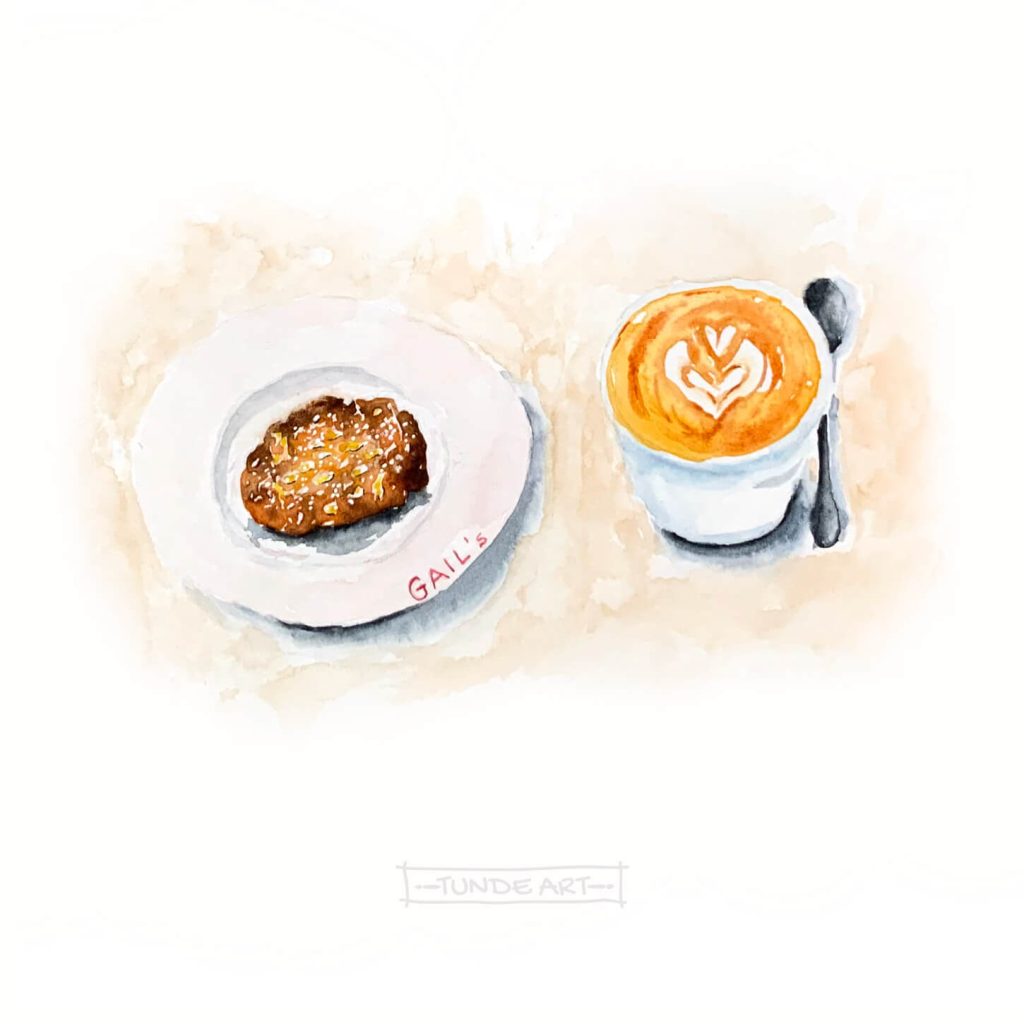 Almond Croissant and Coffee by Tunde Szentes