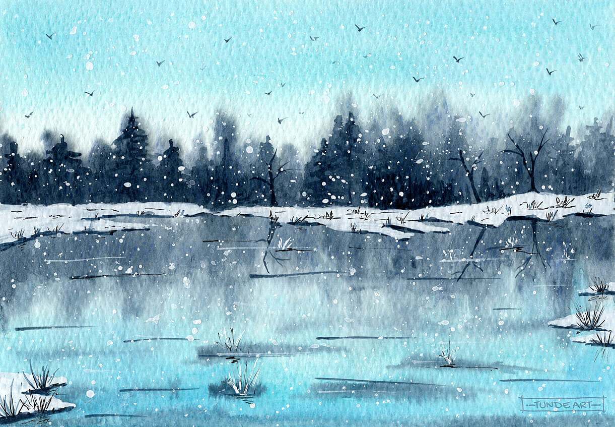 Frozen Lake by Tunde Art