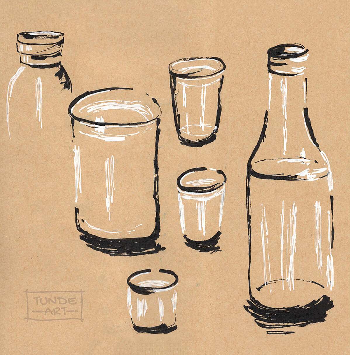 Glass Study on Toned Paper by Tunde Szentes