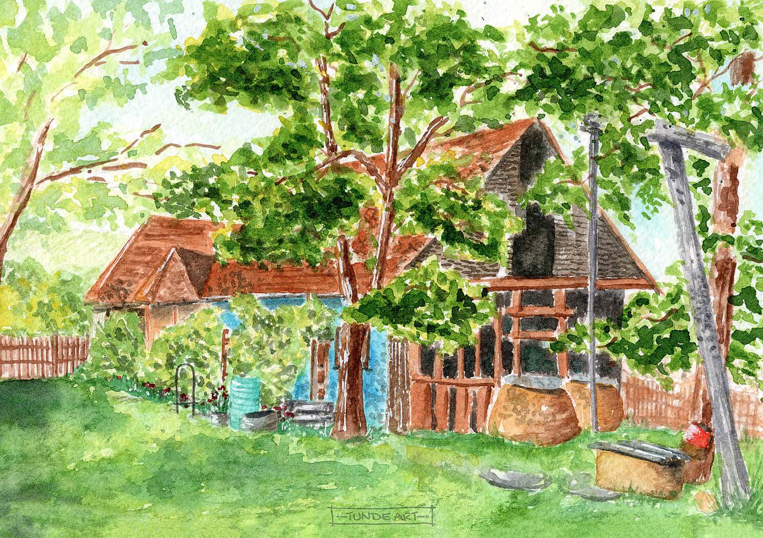 House yard with well in Bede by Tunde Szentes