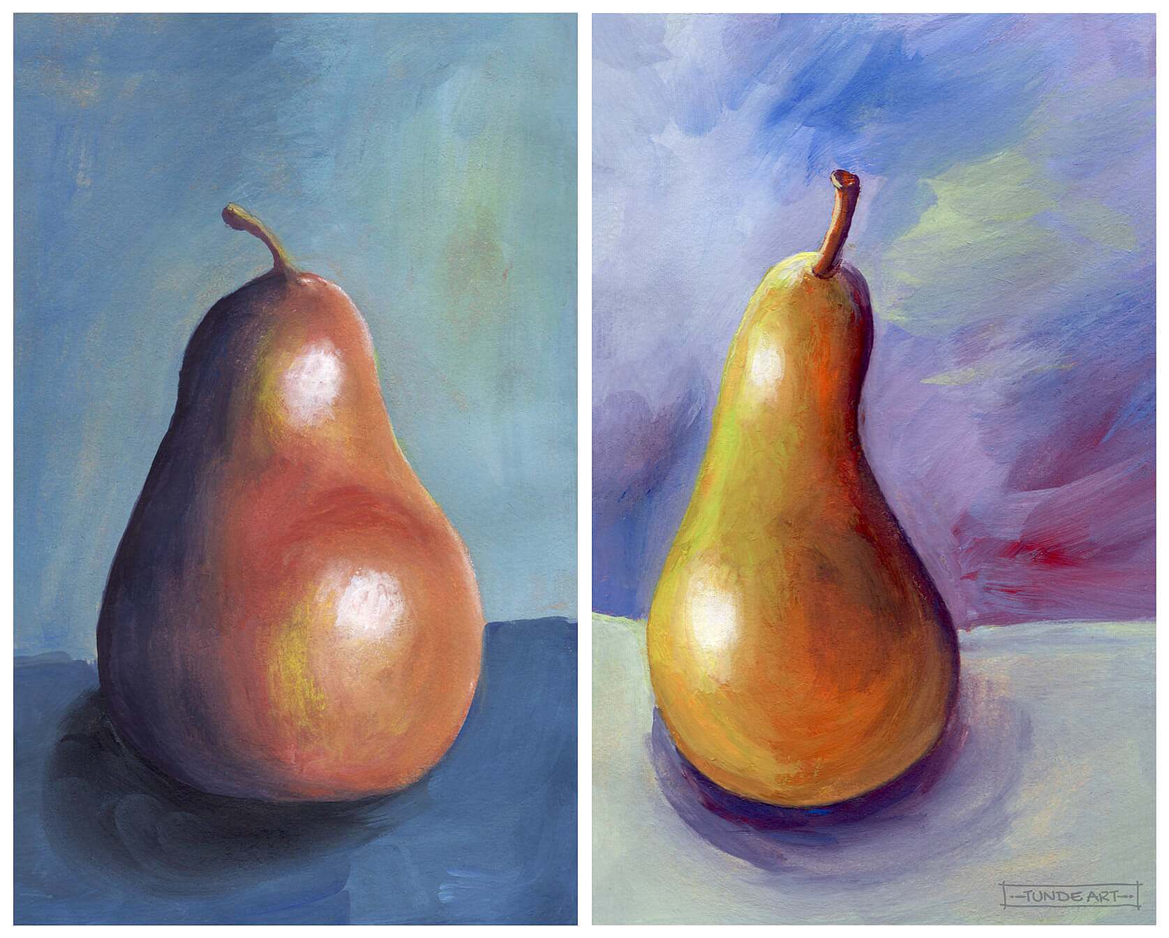A pair of pears with gouache by Tunde Szentes