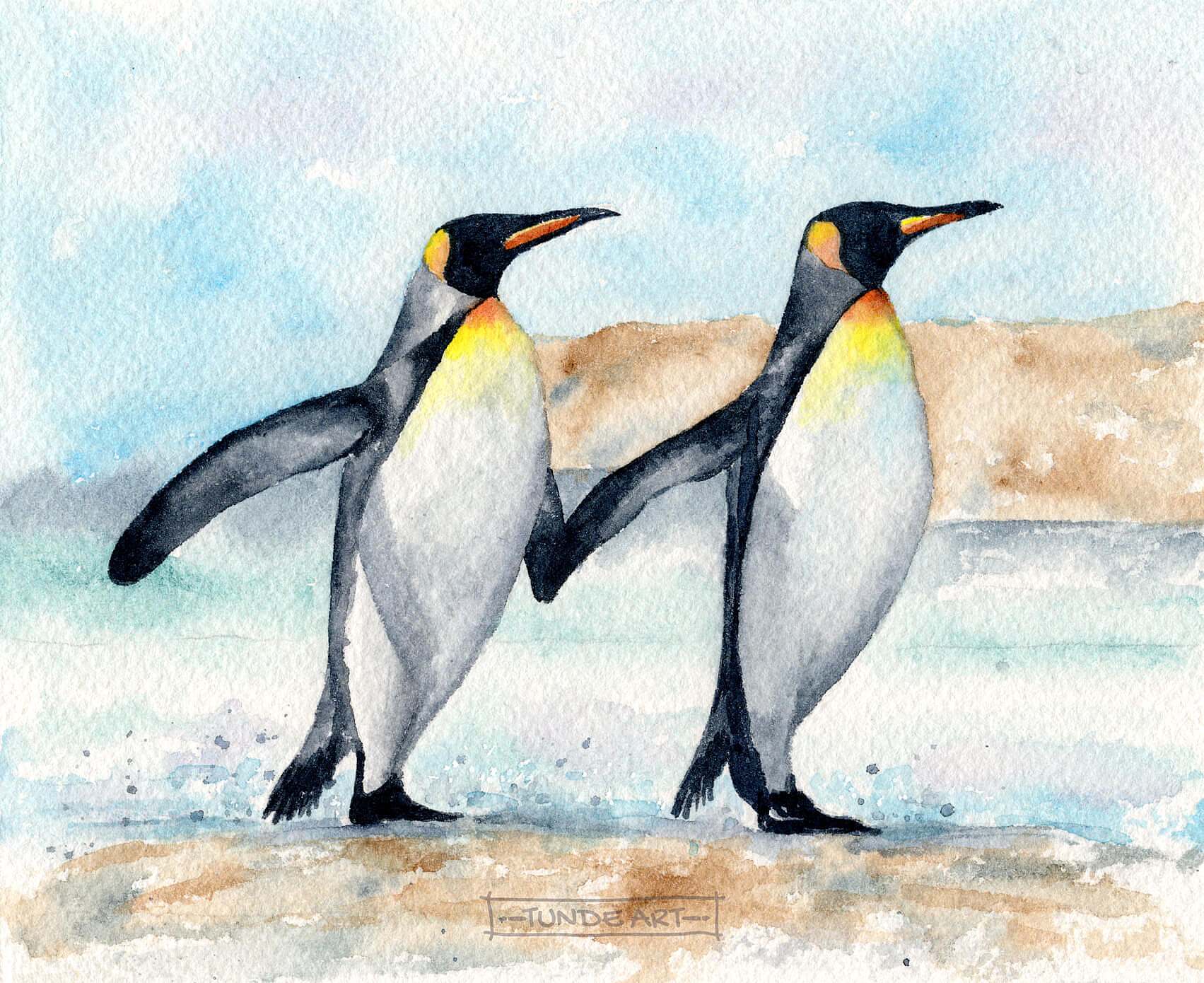 Penguin Love by Tunde Art