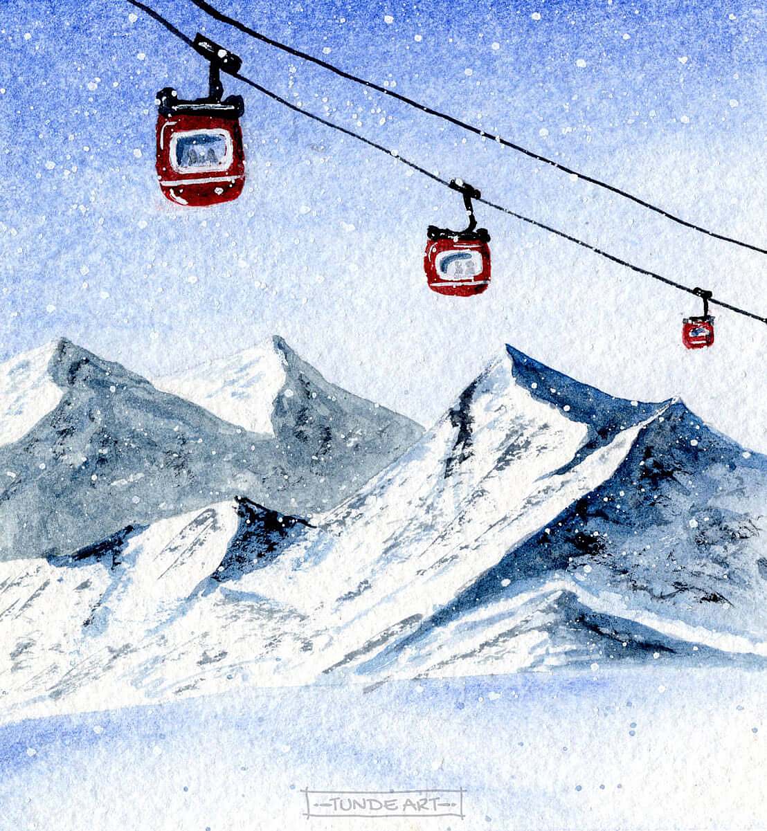 Ski Lift by Tunde Art