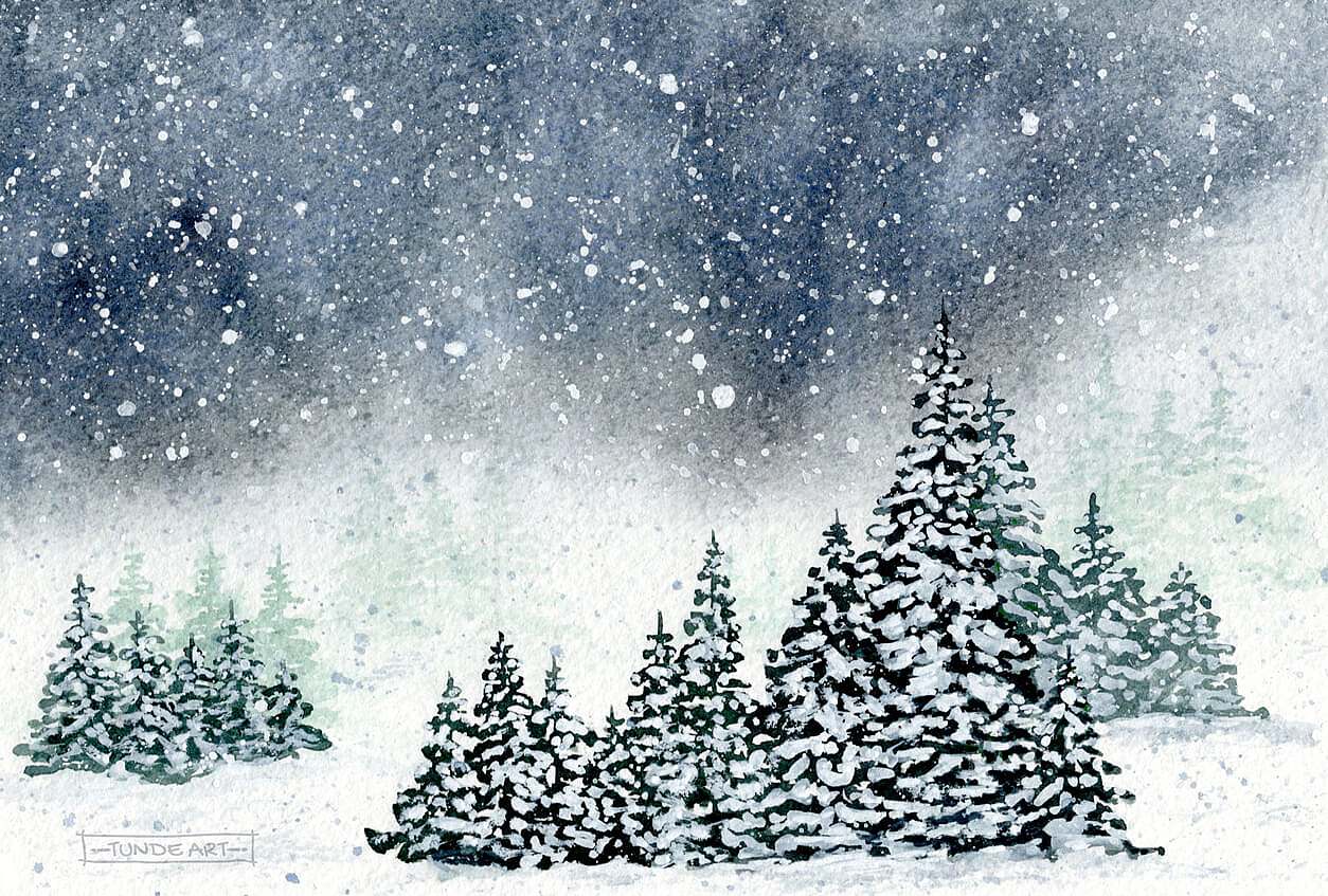 Blizzard in the Pine Forest by Tunde Art