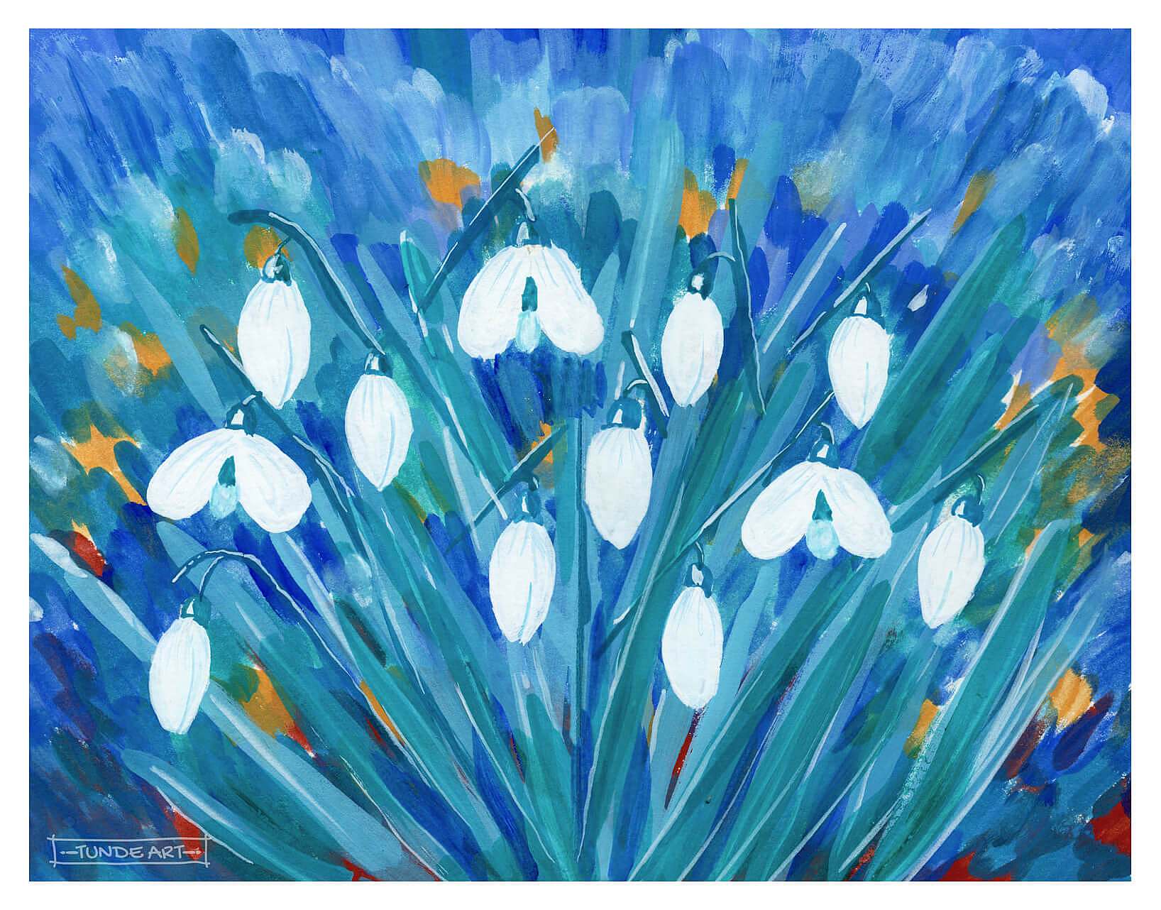Snowdrops with Gouache by Tunde Szentes