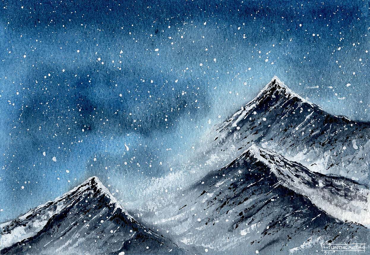 Peaks in the blizzard by Tunde Art