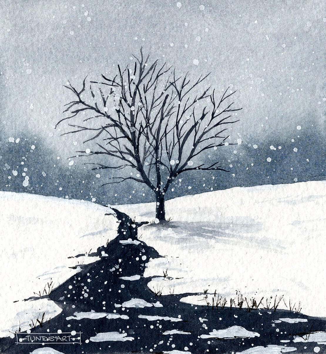 Winter River by Tunde Art