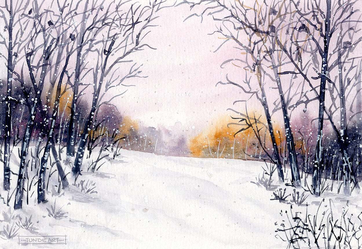 Winter Forest on a Sunny Afternoon by Tunde Art
