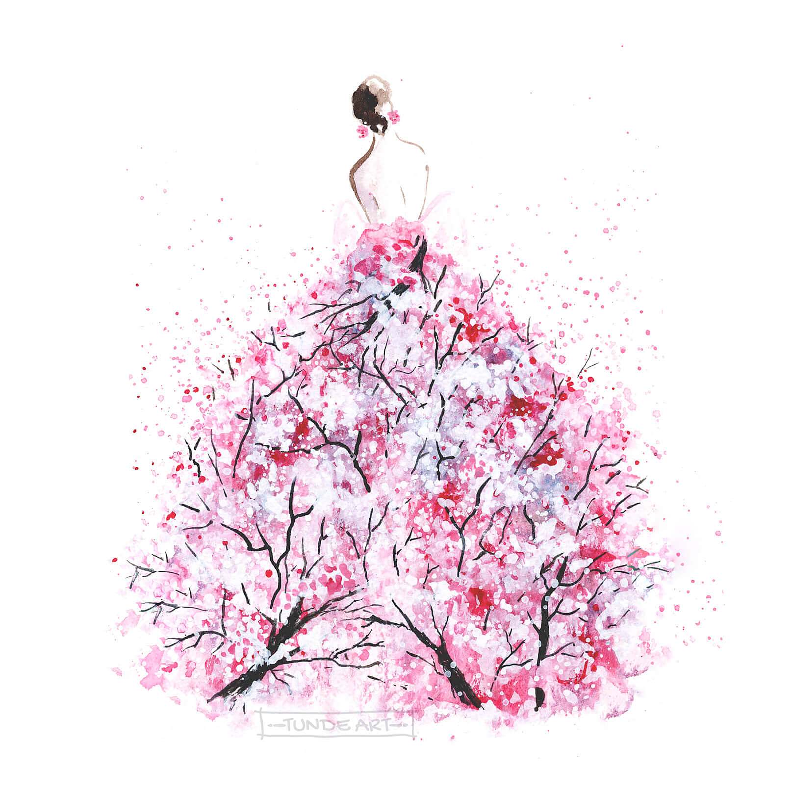 Woman Cherry Blossom by Tunde Szentes